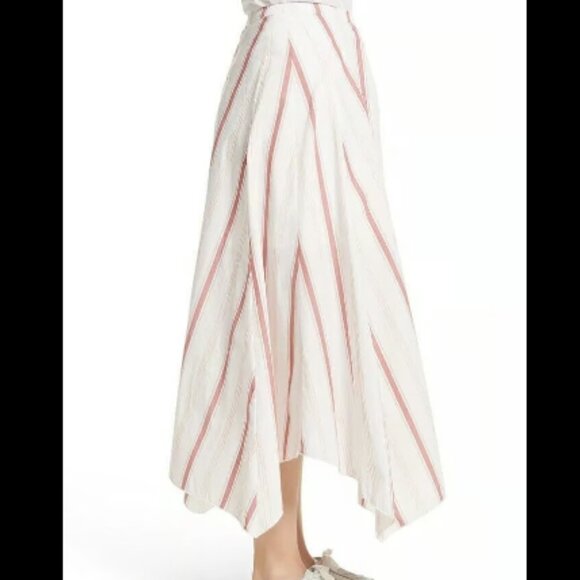 Free People Sz 0 Asymmetric Stripe Midi Skirt NWT OB752748 - Picture 3 of 8